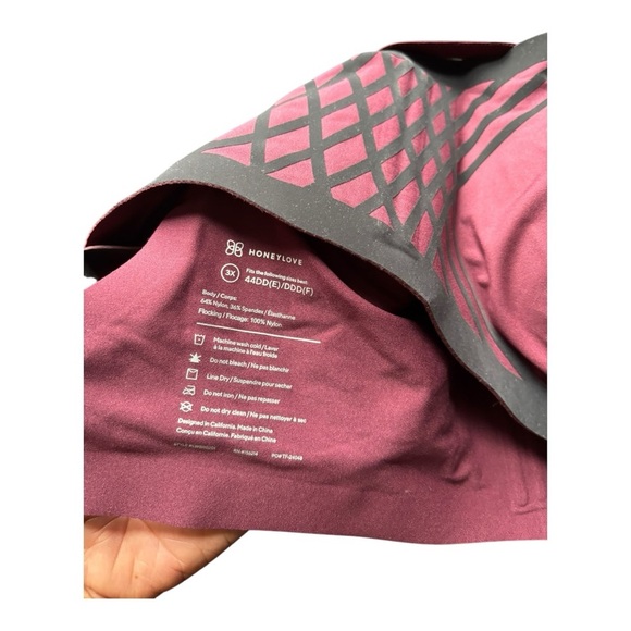 Honeylove Silhouette Bra Wireless velvetine flocking Fig Size 3X 44DD - Picture 3 of 12